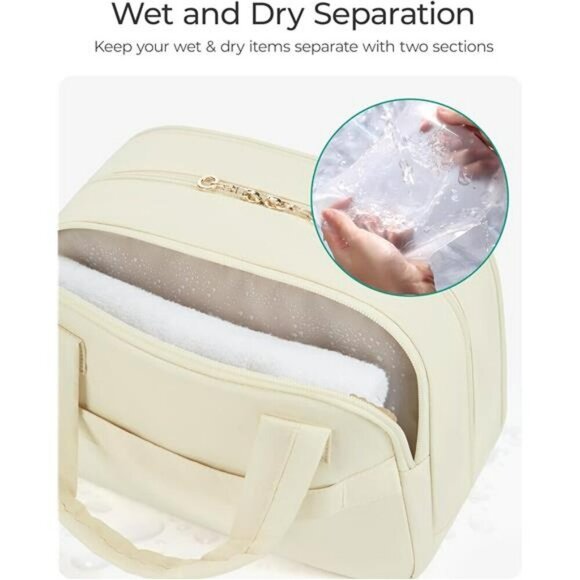 Bagsmart Toiletry Bag Travel Makeup Cosmetic Organizer Large Black Nylon Pouch - Picture 4 of 7